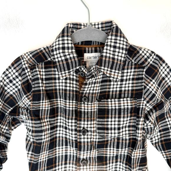 Carter's Baby Boy Plaid Button Down Shirt One Piece Set Red Black Size 12 Months - Picture 9 of 13